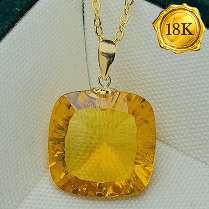LUXURIANT ! 8.00 CT CITRINE 18KT SOLID GOLD PENDANT wholesalekings wholesale silver jewelry