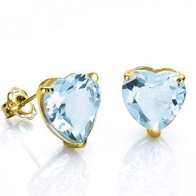 MAGNIFICENT 0.9 CARAT TW (2 PCS) BLUE TOPAZ 10K SOLID YELLOW GOLD EARRINGS - Wholesalekings.com