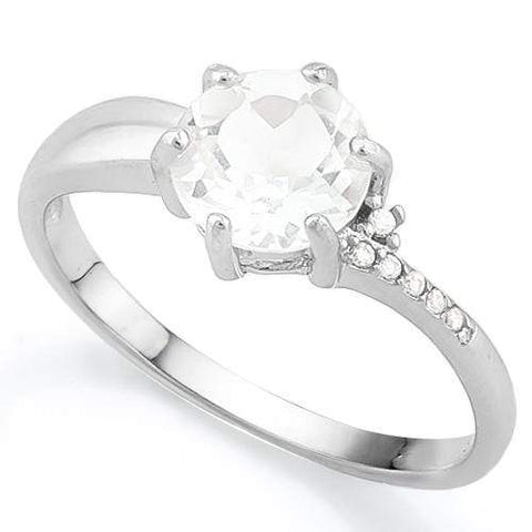 MAGNIFICENT !  1 3/5 CARAT WHITE TOPAZ &   (6 PCS) FLAWLESS CREATED DIAMOND 925 STERLING SILVER RING - Wholesalekings.com