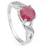 MAGNIFICENT 1.617 CARAT TW DYED GENUINE RUBY & CREATED WHITE SAPPHIRE PLATINUM OVER 0.925 STERLING SILVER RING - Wholesalekings.com
