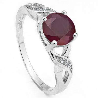 MAGNIFICENT 1.87 CARAT GENUINE RUBY & CUBIC ZIRCONIA PLATINUM OVER 0.925 STERLING SILVER RING - Wholesalekings.com