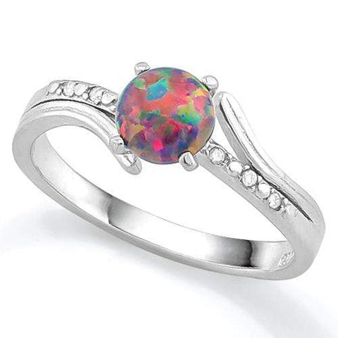 MAGNIFICENT ! 2/5 CT CREATED BLACK OPAL & CREATED WHITE SAPPHIRE 925 STERLING SILVER RING - Wholesalekings.com