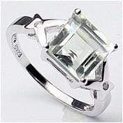 MAGNIFICENT 2.57 CT GREEN AMETHYST & 2 PCS CREATED WHITE SAPPHIRE 0.925 STERLING SILVER W/ PLATINUM RING - Wholesalekings.com
