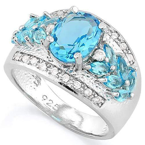 MAGNIFICENT ! CREATED BLUE TOPAZ 925 STERLING SILVER RING - Wholesalekings.com