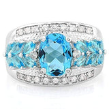 MAGNIFICENT ! CREATED BLUE TOPAZ 925 STERLING SILVER RING - Wholesalekings.com
