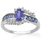 MARVELOUS 0.753 CARAT TW (9 PCS) GENUINE TANZANITE & GENUINE TANZANITE PLATINUM OVER 0.925 STERLING SILVER RING - Wholesalekings.com