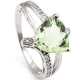 MARVELOUS 0 CARAT TW (13 PCS) GREEN AMETHYST & CUBIC ZIRCONIA PLATINUM OVER 0.925 STERLING SILVER RING - Wholesalekings.com