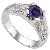 MARVELOUS 1.185 CARAT TW (3 PCS) AMETHYST & GENUINE DIAMOND PLATINUM OVER 0.925 STERLING SILVER RING - Wholesalekings.com