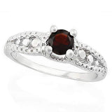 MARVELOUS ! 1/2 CARAT GARNET & DIAMOND 925 STERLING SILVER RING - Wholesalekings.com