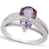 MARVELOUS 1.2 CARAT TW (3 PCS) AMETHYST & GENUINE DIAMOND PLATINUM OVER 0.925 STERLING SILVER RING - Wholesalekings.com