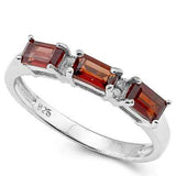 MARVELOUS 1.215 CARAT TW (7 PCS) GARNET & GENUINE DIAMOND PLATINUM OVER 0.925 STERLING SILVER RING - Wholesalekings.com