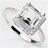 MARVELOUS 1.70 CT GREEN AMETHYST & 24 PCS CREATED WHITE SAPPHIRE 0.925 STERLING SILVER W/ PLATINUM RING - Wholesalekings.com