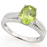 MARVELOUS 1.906 CARAT TW PERIDOT & GENUINE DIAMOND 925 STERLING SILVER RING - Wholesalekings.com