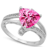 MARVELOUS 2.17 CT CREATED PINK SAPPHIRE & 10PCS CREATED WHITE SAPPHIRE PLATINUM OVER 0.925 STERLING SILVER RING - Wholesalekings.com