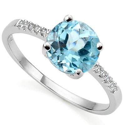 MARVELOUS 2.41 CARAT TW BLUE TOPAZ & GENUINE DIAMOND PLATINUM OVER 0.925 STERLING SILVER RING - Wholesalekings.com