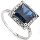 MARVELOUS 3.30 CT LONDON BLUE TOPAZ & 28 PCS WHITE DIAMOND 10K SOLID WHITE GOLD - Wholesalekings.com