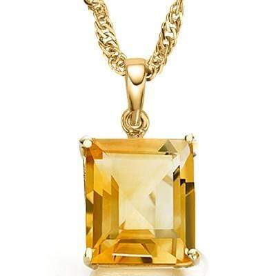 MARVELOUS 3.41 CT CITRINE & 3 PCS GENUINE DIAMOND 10K SOLID YELLOW GOLD PENDANT - Wholesalekings.com