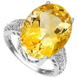 MARVELOUS 5.06 CT CITRINE & 2PCS GENUINE DIAMOND PLATINUM OVER 0.925 STERLING SILVER RING wholesalekings wholesale silver jewelry