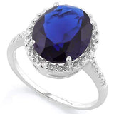 MARVELOUS !   5 CARAT CREATED BLUE SAPPHIRE &   GENUINE DIAMOND 925 STERLING SILVER RING - Wholesalekings.com