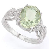 MASSIVE 3 1/5 CARAT GREEN AMETHYST &   GENUINE DIAMONDS 925 STERLING SILVER RING - Wholesalekings.com