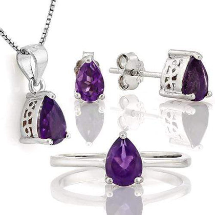 MASSIVE 3 2/3 CARAT AMETHYST 925 STERLING SILVER SET - Wholesalekings.com