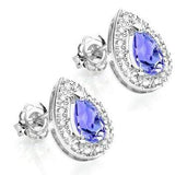 3/4 CT TANZANITE & DIAMOND 10K SOLID GOLD EARRINGS STUD - Wholesalekings.com