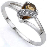 MESMERIZING 1.01 CARAT TW (3 PCS) SMOKEY TOPAZ & GENUINE DIAMOND PLATINUM OVER 0.925 STERLING SILVER RING - Wholesalekings.com