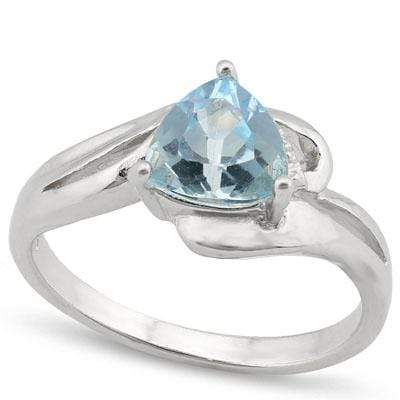 MESMERIZING 1.355 CARAT TW  BLUE TOPAZ & GENUINE DIAMOND PLATINUM OVER 0.925 STERLING SILVER RING - Wholesalekings.com