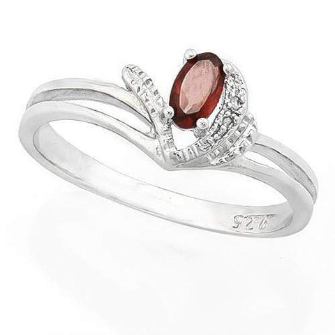 MESMERIZING ! 1/4 CARAT GARNET & DIAMOND 925 STERLING SILVER RING - Wholesalekings.com