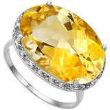 MESMERIZING 11.65 CT CITRINE & 18 PCS WHITE DIAMOND 10K SOLID WHITE GOLD RING - Wholesalekings.com