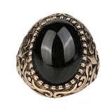 MESMERIZING ! 18K GOLD PLATED ONYX GERMAN SILVER RING - Wholesalekings.com