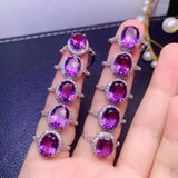 Natural Amethyst Ring 925 Silver Inlaid Colorful Jewelry Accessories Sweet Temperament Ring Engagement Female Ring Wholesale wholesalekings wholesale silver jewelry