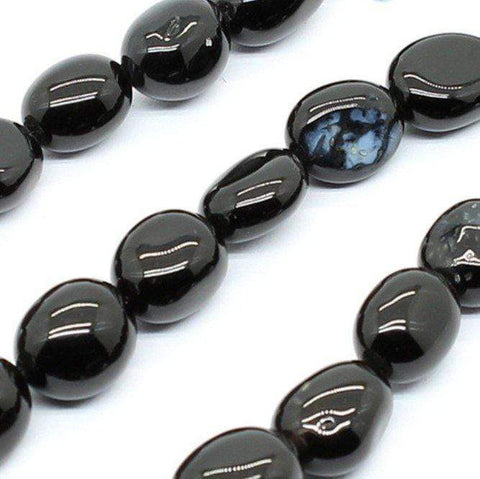 Natural Black Agate 6-8mm Free-form Beads Single Strand for DIY Jewelry - Wholesalekings.com