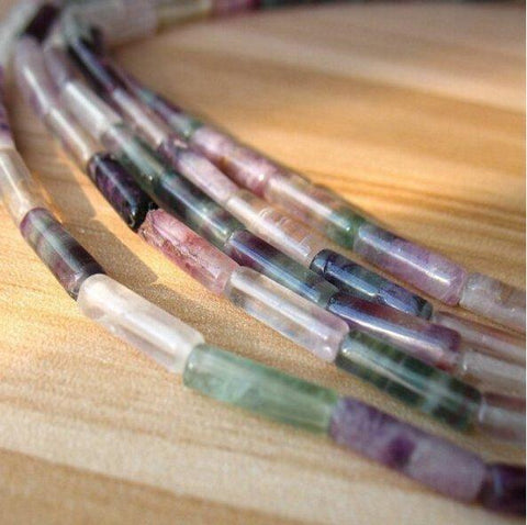 Natural Rainbow Fluorite Cylinder Tube Beads Beautiful Rainbow Fluorite Stone Qu - Wholesalekings.com