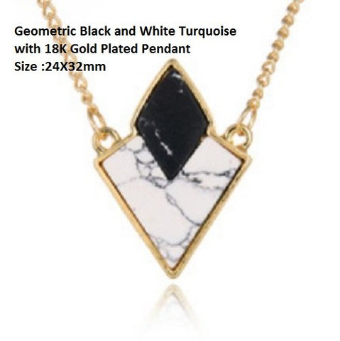 US/HK Beautiful Geometric Black and White Turquoise with 18K Gold- Plated German - Wholesalekings.com