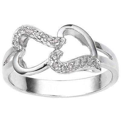 PERFECT 0.035 CARAT TW (6 PCS) GENUINE DIAMOND PLATINUM OVER 0.925 STERLING SILVER RING - Wholesalekings.com