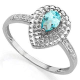 PERFECT 0.48 CT BLUE TOPAZ & 2PCS GENUINE DIAMOND PLATINUM OVER 0.925 STERLING SILVER RING - Wholesalekings.com