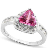 PERFECT 1.1 CARAT TW  CREATED PINK SAPPHIRE & CREATED WHITE SAPPHIRE PLATINUM OVER 0.925 STERLING SILVER RING - Wholesalekings.com