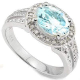 PERFECT 2.298 CARAT TW (3 PCS) BLUE TOPAZ & GENUINE DIAMOND PLATINUM OVER 0.925 STERLING SILVER RING - Wholesalekings.com
