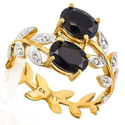 PERFECT ! 2 CARAT BLACK SAPPHIRE & (8 PCS) DIAMOND 10KT SOLID GOLD RING wholesalekings wholesale silver jewelry