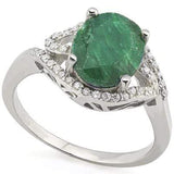 PERFECT 3.088 CARAT TW (36 PCS) DYED GENUINE EMERALD & GENUINE DIAMOND PLATINUM OVER 0.925 STERLING SILVER RING - Wholesalekings.com