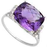 PERFECT 4.40 CT AMETHYST & 14 PCS WHITE DIAMOND 10K SOLID WHITE GOLD RING - Wholesalekings.com