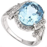 PERFECT 5.60 CT BLUE TOPAZ & 2 PCS WHITE DIAMOND PLATINUM OVER 0.925 STERLING SILVER RING - Wholesalekings.com