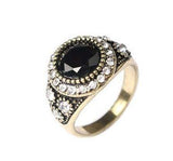 POINT CRYSTAL BLACK ONYX WITH SILVER PLATED ALLOY RING - Wholesalekings.com