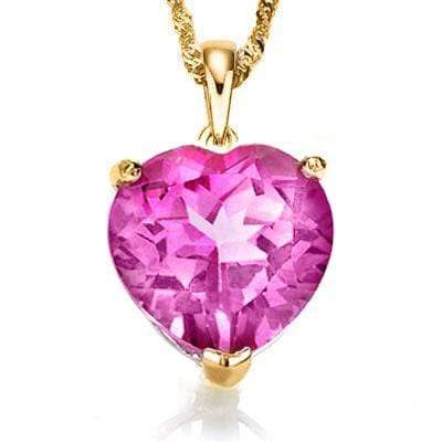 PRECIOUS 0.5 CARAT TW (1 PCS) CREATED PINK SAPPHIRE 10K SOLID YELLOW GOLD PENDAN - Wholesalekings.com