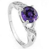 PRECIOUS ! 1 1/5 CARAT AMETHYST & CREATED WHITE SAPPHIRE 925 STERLING SILVER RING - Wholesalekings.com