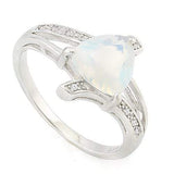 PRECIOUS ! 1 1/5 CARAT CREATED FIRE OPAL & (10 PCS) CREATED WHITE SAPPHIRE 925 STERLING SILVER RING - Wholesalekings.com