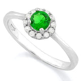 PRECIOUS ! 1/2 CARAT CREATED EMERALD & (12 PCS) FLAWLESS CREATED DIAMOND 925 STE - Wholesalekings.com