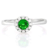 PRECIOUS ! 1/2 CARAT CREATED EMERALD & (12 PCS) FLAWLESS CREATED DIAMOND 925 STE - Wholesalekings.com