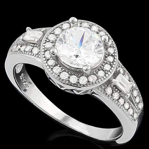 PRECIOUS !  1 CARAT FLAWLESS CREATED DIAMOND  925 STERLING SILVER HALO RING - Wholesalekings.com